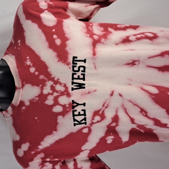 Vintage Key West embroidered bleach dyed LG red & white casual summer t-shirt - Picture 1 of 6